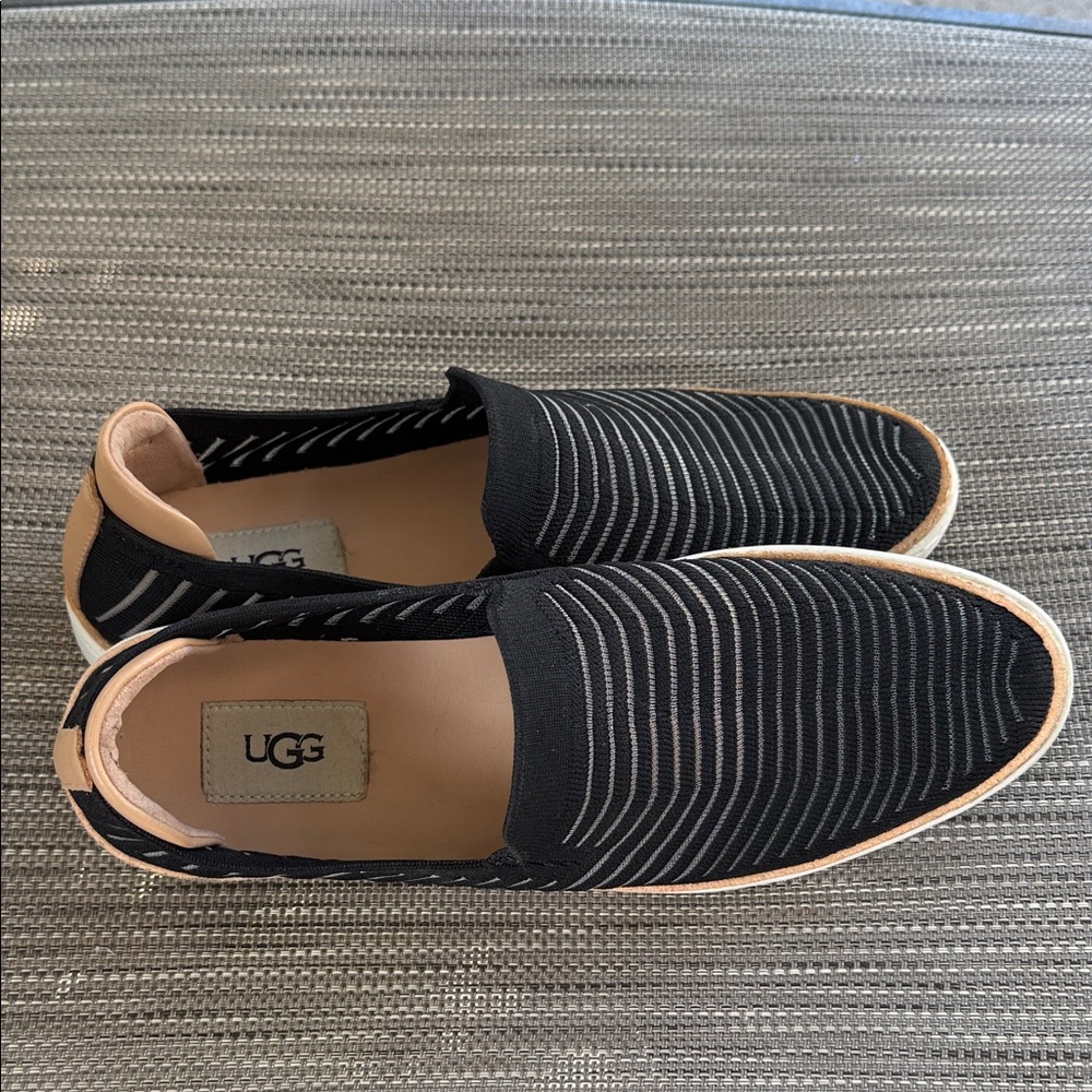 UGG Women’s Black and Tan Striped Loafers